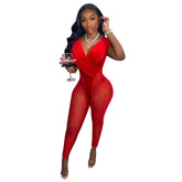 Supply Mesh Velvet Stitching Jumpsuit